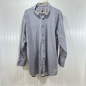“Visconti Black” Geometric Pattern Button Down Shirt 3XLB